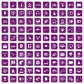 100 on-line seminar icons set grunge purple Royalty Free Stock Photo