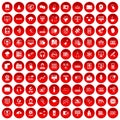 100 on-line seminar icons set red