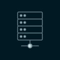 Line Server, Data, Web Hosting icon isolated on black background. Flat filled outline style with shadow. Vector