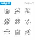 9 Line Set of corona virus epidemic icons. such as health, microorganism, medical, life, coronavirus