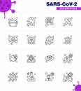 16 Line Set of corona virus epidemic icons. such as ribbon, hiv, people, cancer, surgical