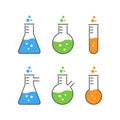Line set of flasks for chemistry Royalty Free Stock Photo