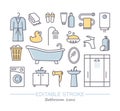 Line set of icons - bathroom. Vector illustration with editable stroke