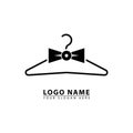line shape clothes hanger and bow tie vector logo icon Royalty Free Stock Photo