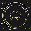 Line Sheep icon isolated on black background. Counting sheep to fall asleep. Colorful outline concept. Vector Royalty Free Stock Photo