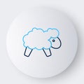 Line Sheep icon isolated on white background. Counting sheep to fall asleep. Colorful outline concept. Vector Royalty Free Stock Photo