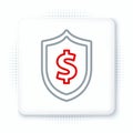 Line Shield with dollar symbol icon isolated on white background. Security shield protection. Money security concept Royalty Free Stock Photo