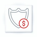 Line Shield with dollar symbol icon isolated on white background. Security shield protection. Money security concept Royalty Free Stock Photo