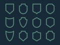 Line shield icon set