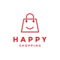 Line shopping bag smile logo design vector graphic symbol icon illustration creative idea Royalty Free Stock Photo