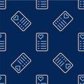 Line Shopping list icon isolated seamless pattern on blue background. Vector Royalty Free Stock Photo