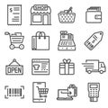 Line Shopping and Retail Icons Set