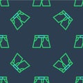 Line Short or pants icon isolated seamless pattern on blue background. Vector