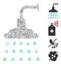 Line Shower Icon Vector Collage