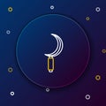 Line Sickle icon isolated on blue background. Reaping hook sign. Colorful outline concept. Vector