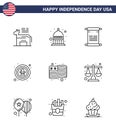 9 Line Signs for USA Independence Day country; eagle; scroll; celebration; american