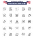 25 Line Signs for USA Independence Day presidents; day; animal; security; sign