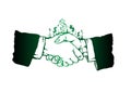 line silhouette handshake symbol dollar