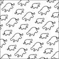 Line silhouette hippopotamus safari animal background