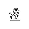 Line and silhouette lions for arms Royalty Free Stock Photo