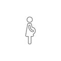 Line silhouette of pregnant woman in dress. Lady prenatal sign. Isolated on white Royalty Free Stock Photo