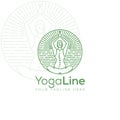 Yogaline logo, line art women sitting cross legged vector