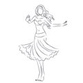 Line silhouette of young woman showing belly dance Royalty Free Stock Photo