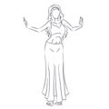 Line silhouette of young woman showing belly dance Royalty Free Stock Photo