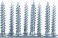 Line of silver screws toned grey Royalty Free Stock Photo