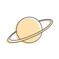 Line simple planet icon with ring, Saturn. Vector illustration on white isolated background. Galaxy space business