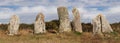 Line of the six menhirs of Vieux-Moulin - Old Mill - near Plouharnel in Brittany