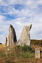 Line of the six menhirs of Vieux-Moulin - Old Mill - near Plouharnel in Brittany