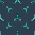 Line Skateboard Y-tool icon isolated seamless pattern on blue background. Vector