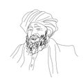 Line sketch of Taliban Leader Abdul Ghani Baradar