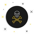 Line Skull on crossbones icon isolated on white background. Happy Halloween party. Colorful outline concept. Vector Royalty Free Stock Photo