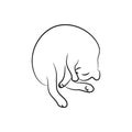 Line Sleeping Kitten. Vector