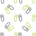 Line Slipper icon isolated seamless pattern on white background. Flip flops sign. Vector Illustration