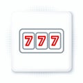 Line Slot machine with lucky sevens jackpot icon isolated on white background. Colorful outline concept. Vector Royalty Free Stock Photo