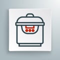 Line Slow cooker icon isolated on white background. Electric pan. Colorful outline concept. Vector Royalty Free Stock Photo
