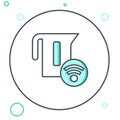 Line Smart electric kettle system icon isolated on white background. Teapot icon. Internet of things concept with Royalty Free Stock Photo