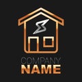 Line Smart home icon isolated on black background. Remote control. Colorful outline concept. Vector Royalty Free Stock Photo