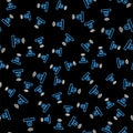 Line Smart security camera icon isolated seamless pattern on black background. Internet of things concept with wireless Royalty Free Stock Photo