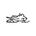 Line snowmobile icon isolated on transparent background.
