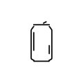 Line soda can aluminium bottle icon. Flat metal can outline beverage drink logo