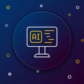 Line Software, web developer programming code icon isolated on blue background. Javascript computer script random parts Royalty Free Stock Photo