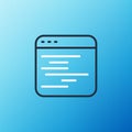 Line Software, web developer programming code icon isolated on blue background. Javascript computer script random parts Royalty Free Stock Photo