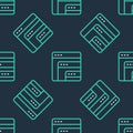 Line Software, web developer programming code icon isolated seamless pattern on black background. Javascript computer Royalty Free Stock Photo