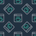 Line Software, web developer programming code icon isolated seamless pattern on black background. Javascript computer Royalty Free Stock Photo