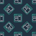 Line Software, web developer programming code icon isolated seamless pattern on black background. Javascript computer Royalty Free Stock Photo