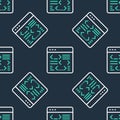 Line Software, web developer programming code icon isolated seamless pattern on black background. Javascript computer Royalty Free Stock Photo